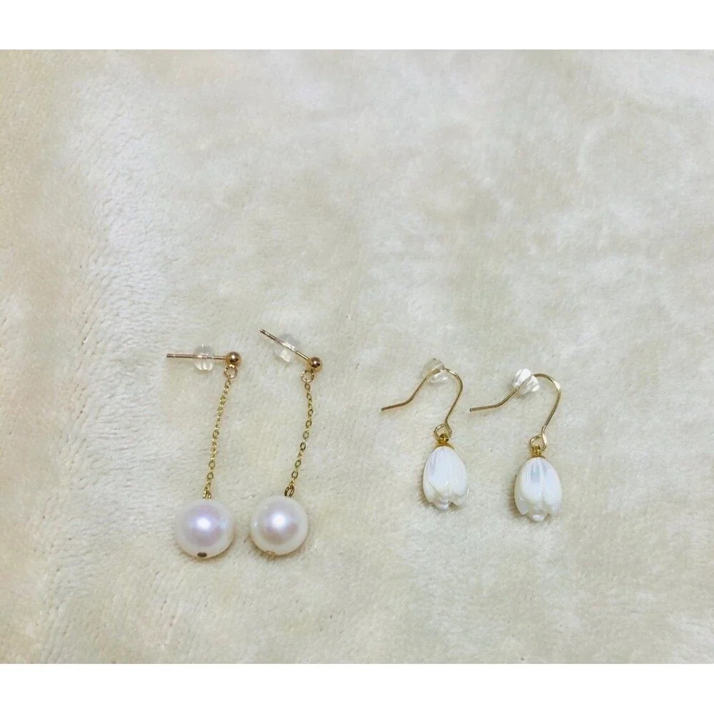 Handmade 14k Gold Filled Pearl & Shell Earrings
